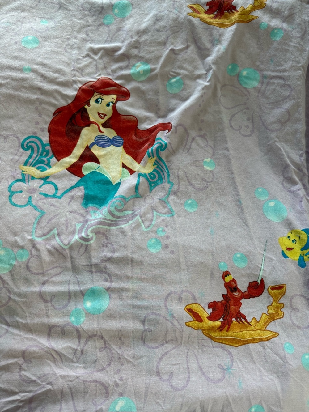 Vintage Disney Ariel Purple and Teal Twin Flat Sheet
